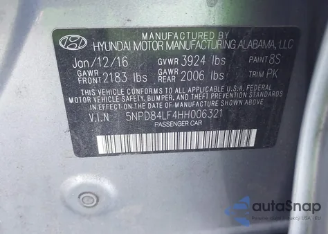 2017 Hyundai Elantra Se from USA, damaged, VIN 5NPD84LF4HH006321